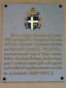 Historical plaque about the post-WWII Polish seminary