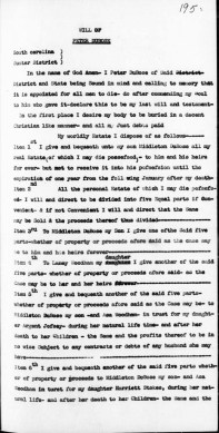 DUBOSE, PETER OF SUMTER DISTRICT, WILL TYPESCRIPT (3 FRAMES) (MSS WILL- WILL BOOK D-2, PAGE 199; ESTATE PACKET- BDL. 120, PKG. 8 (1)